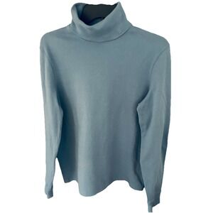 Lauren Ralph Lauren Women's Medium Light Blue Turtleneck RL Logo Vintage